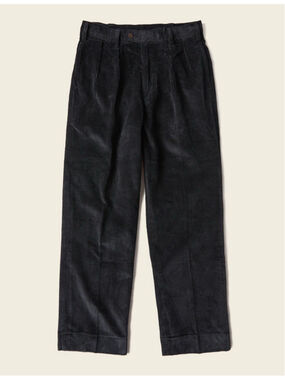 NON STOCK Corduroy Pants Men Pleated Casual Trousers Loose Workwear 32x30 M